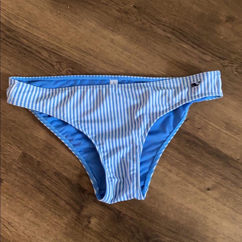 Blue and white striped vinyeyard vine bikini bottoms